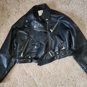 Avec Les Filles Black Leather Moto Jacket
